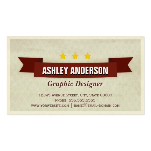 Grunge Retro Brown Business Card Templates (front side)