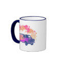 grunge retro hippie van, grunge retro hippie van mugs