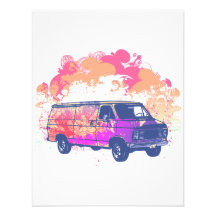 grunge retro hippie van invite