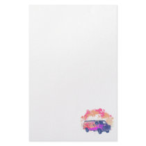 grunge retro hippie van personalized stationery