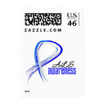 Grunge Ribbon ALS Awareness Postage