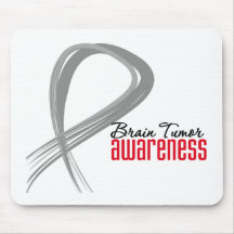 Grunge Ribbon Brain Tumor Awareness Mouse Pads