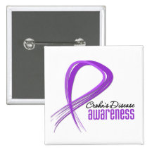 Grunge Ribbon Crohn's Disease Awareness Pinback Button