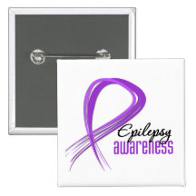 Grunge Ribbon Epilepsy Awareness Pinback Button