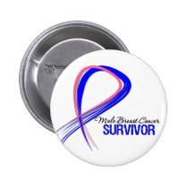 Grunge Ribbon Male Breast Cancer Survivor Button