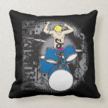 Grunge Rock Drummer Throw Pillow