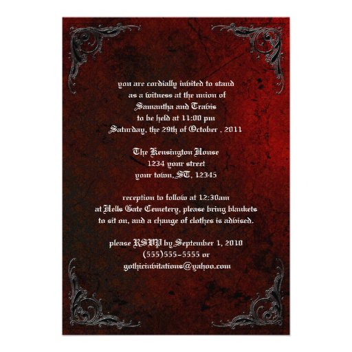 Grunge Rose Damask Gothic Invitation