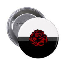 Grunge Rose Flower in Red Pinback Button