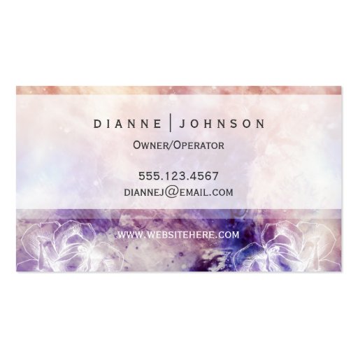Grunge Salon Spa Beauty Purple Business Card (back side)