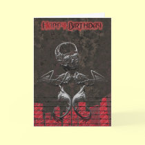 Grunge Skull Birthday Card cards