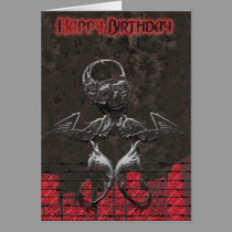 Grunge Skull Birthday Card cards
