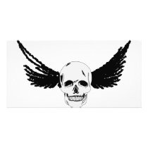 Grunge Skull with wings photo cards