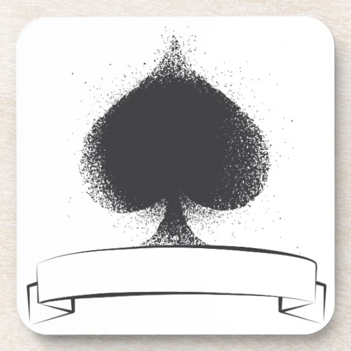 Grunge Spade in Black Coaster