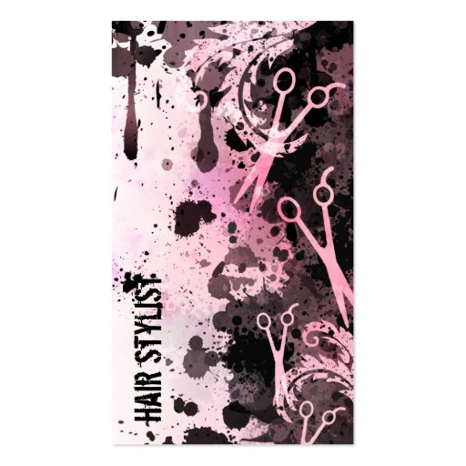 grunge spray paint splatter pink hair stylist business card templates