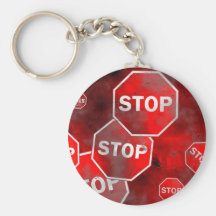 Grunge Stop Signs Keychain