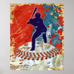 Grunge Style Baseball Design Poster posters