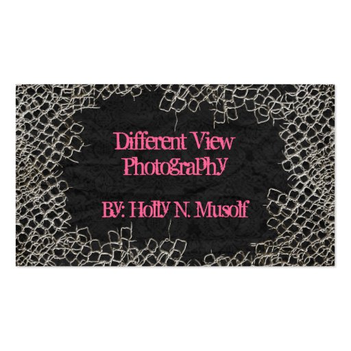Grunge Style Black Chic Photography Business Cards (front side)