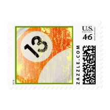 Grunge Style Number 13 Billiards Ball Stamp