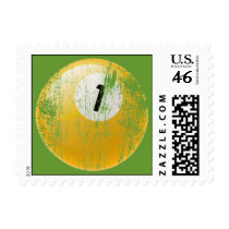 Grunge Style Number One Billiards Ball Postage Stamps