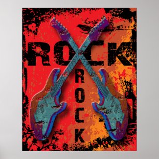 Grunge Style Rock Guitars Design Poster