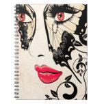 Grunge Summer Girl with Floral 2 Spiral Notebook