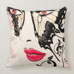Grunge Summer Girl with Floral 2 Throw Pillow