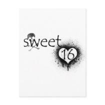 Grunge "Sweet 16" Design Post Cards