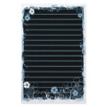 Grunge Swirl Flowers Lined Stationery Black Blue