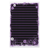 Grunge Swirl Flowers Lined Stationery Black Purple by VoXeeD Grunge Swirl Flowers Lined Stationery Black Purple