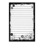 Grunge Swirl Flowers Lined Stationery White Grey