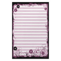 Grunge Swirl Flowers Lined Stationery White Pink by VoXeeD Grunge Swirl Flowers Lined Stationery White Pink