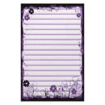 Grunge Swirl Flowers Lined Stationery White Purple by VoXeeD Grunge Swirl Flowers Lined Stationery White Purple