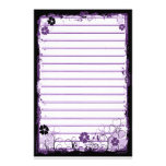 Grunge Swirl Flowers Lined Stationery White Purple