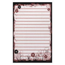 Grunge Swirl Flowers Lined Stationery White Red by VoXeeD Grunge Swirl Flowers Lined Stationery White Red