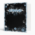 Grunge Swirl Flowers Notes Binder Black Blue