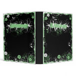 Grunge Swirl Flowers Notes Binder Black Green