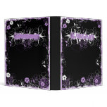 Grunge Swirl Flowers Notes Binder Black Purple