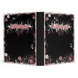 Grunge Swirl Flowers Notes Binder Black Red