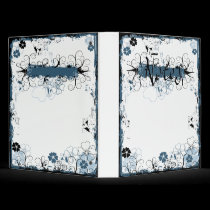 Grunge Swirl Flowers Notes Binder White Blue