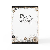 Grunge Swirl Flowers Please Attend Invite Sepia Br cards by VoXeeD Grunge Swirl Flowers Please Attend Invite Sepia Br cards