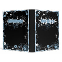 Grunge Swirl Flowers Recipes Binder Black Blue by VoXeeD Grunge Swirl Flowers Recipes Binder Black Blue