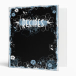 Grunge Swirl Flowers Recipes Binder Black Blue