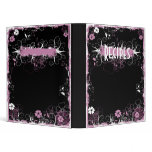 Grunge Swirl Flowers Recipes Binder Black Pink