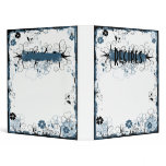 Grunge Swirl Flowers Recipes Binder White Blue