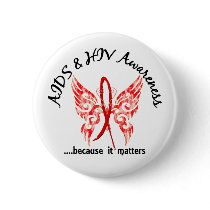 Grunge Tattoo Butterfly 6.1 AIDS Pinback Button