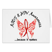 Grunge Tattoo Butterfly 6.1 AIDS Greeting Card