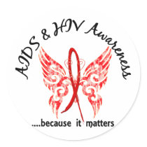 Grunge Tattoo Butterfly 6.1 AIDS Sticker