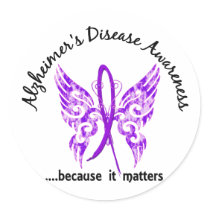 Grunge Tattoo Butterfly 6.1 Alzheimer's Disease Round Stickers