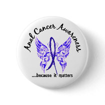 Grunge Tattoo Butterfly 6.1 Anal / Rectal Cancer Pinback Buttons