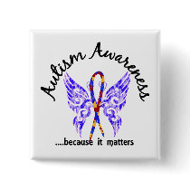 Grunge Tattoo Butterfly 6.1 Autism Button